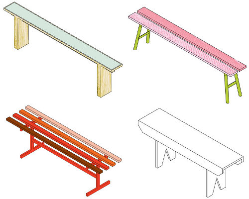 Banc hybride coloré par Raw Edges Banc hybride coloré par Raw Edges